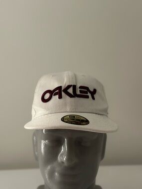 Oakley White Cap with Maroon Logo